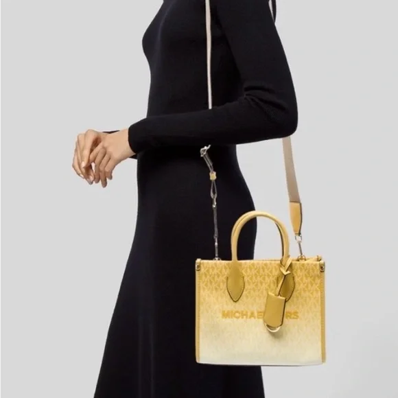 Michael Kors Mirella Daisy Yellow Tote new with tag $448 - Picture 2 of 6